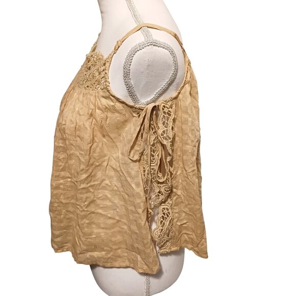 NEW American Eagle Flowy Side-Tie Cotton‎ Tank Top in Keep It Neutral/Tan Size S - Picture 7 of 16